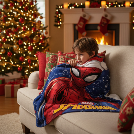 Textile copii - Pătură din polar Omul Păianjen Snowing 100x140 cm