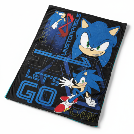 Pătură pentru copii Sonic Ariciul Unstoppable din coral fleece, 130×170 cm [1]