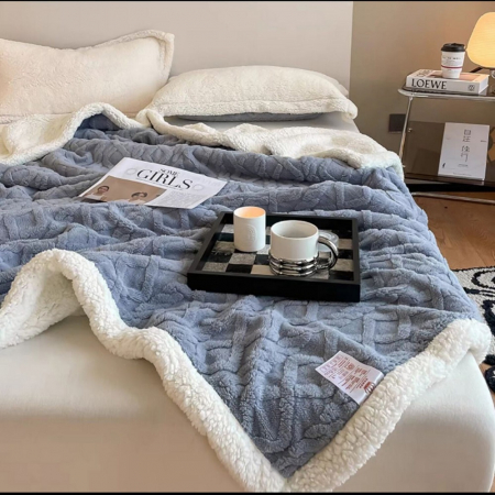 Textile pentru casă - Patură tricot cu blăniță – antracit