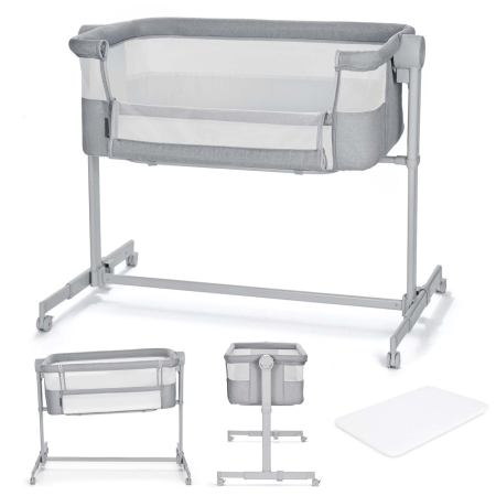 Universul Copiilor - PATUT CO-SLEEPER KINDERKRAFT NESTE UP, FULL LIGHT GREY