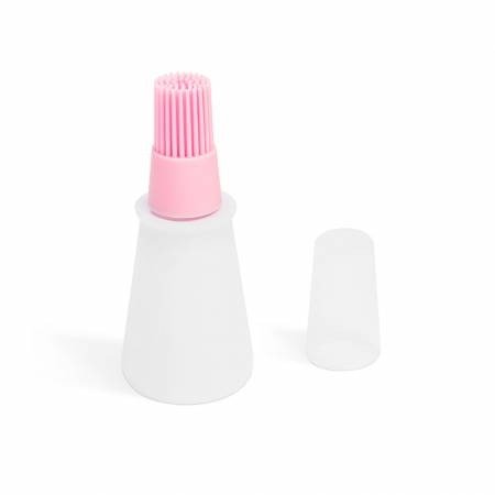 Articole pentru casă - Pensulă pentru ulei, din silicon, cu recipient - 60 ml - roz