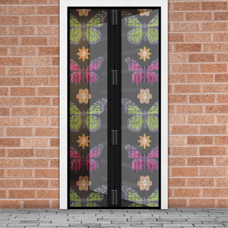 Combaterea dăunătorilor - Perdea anti-tantari pt. usi cu inchidere magnetica- 100 x 210 cm „Flori și fluturi”