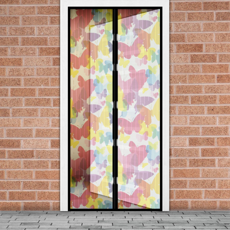 Combaterea dăunătorilor - Perdea anti-tantari pt. usi cu inchidere magnetica- 100 x 210 cm „Fluturi colorati”