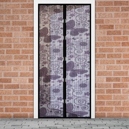 Combaterea dăunătorilor - Perdea anti-ţânţari pt. uşi cu închidere magnetică 100 x 210 cm, Model fluturi violeţi