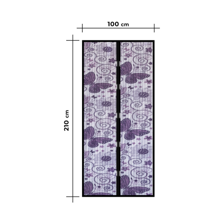 Perdea anti-ţânţari pt. uşi cu închidere magnetică 100 x 210 cm, Model fluturi violeţi [3]