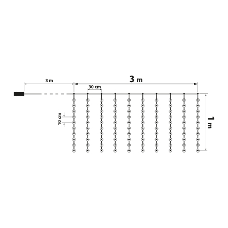 Perdea luminoasă - 100 LEDuri alb-cald - 3 x 1 m - 230V - cu telecomandă [3]