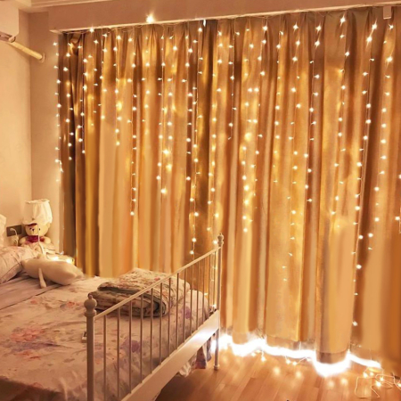 Articole pentru casă - Perdea luminoasă - 100 LEDuri - alb cald - IP44 - 2,2 m - 8 programe