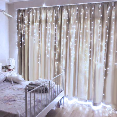Articole pentru casă - Perdea luminoasă - 100 LEDuri - albă - IP44 - 2,2 m - 8 programe