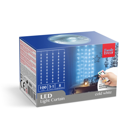 Perdea luminoasă - 100 micro-LEDuri - alb rece - 3 x 1 m - 230V - cu telecomandă [3]