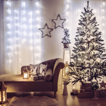 Articole pentru casă - Perdea luminoasă - 200 LEDuri - albă - IP44 - 4,2 m - 8 programe