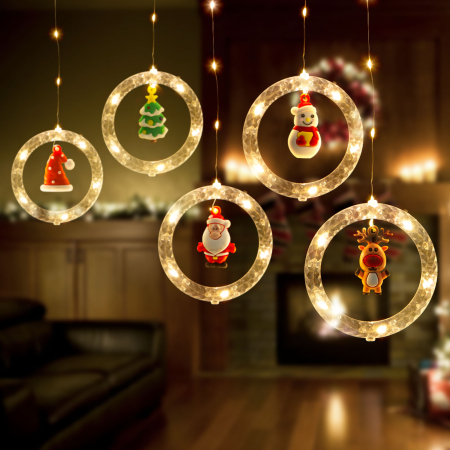 Decoratiuni si accesorii LED - Perdea luminoasă LED - Moș Crăciun - 1,8 x 0,5 m - 125 LED-uri alb cald