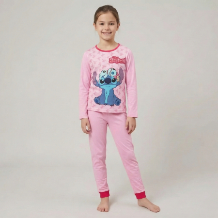 Lilo&Stitch - Pijamale cu mânecă lungă pentru copii Disney Lilo și Stitch Scrump Pink