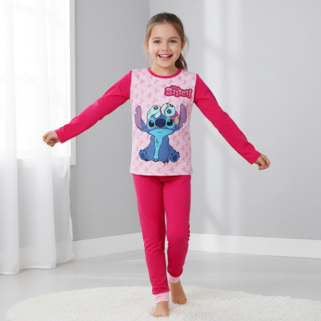 Universul Copiilor - Pijamale cu mânecă lungă pentru copii Disney Lilo & Stitch Scrump Pink