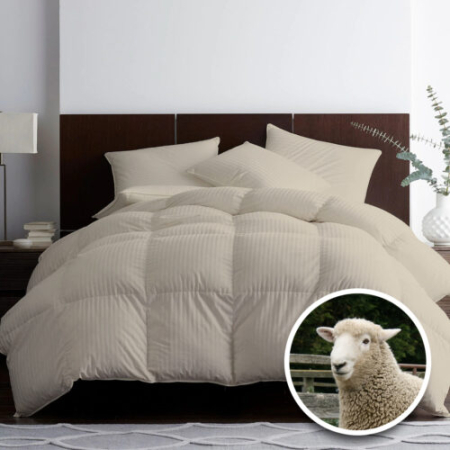 Textile pentru casă - Pilotă matlasată lână damasc 100% natural - de iarnă - capucino