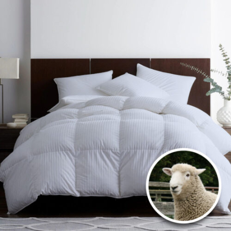 Textile pentru casă - Pilotă matlasată lână damasc 100% natural - de iarnă - gri