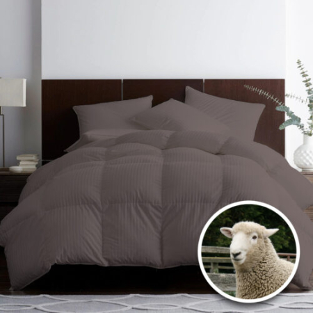 Textile pentru casă - Pilotă matlasată lână damasc 100% natural - de iarnă - maro