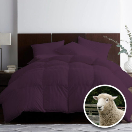 Textile pentru casă - Pilotă matlasată lână damasc 100% natural – de iarnă – mov