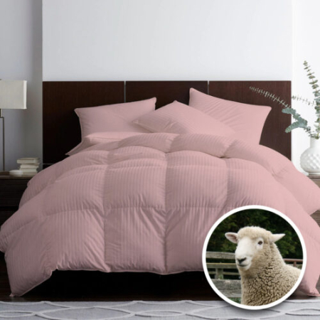 Textile pentru casă - Pilotă matlasată lână damasc 100% natural - de iarnă - pudra