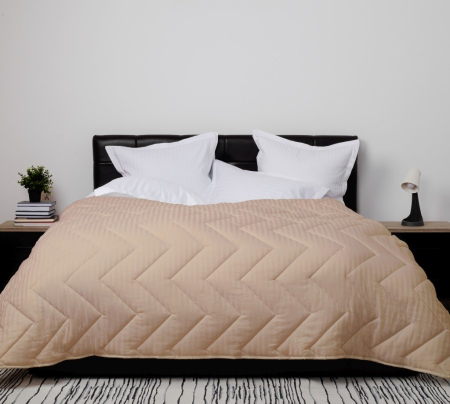 Textile pentru casă - Pilotă matlasată lână damasc 100% natural - de vară - bej