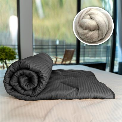 Textile pentru casă - Pilotă matlasată lână damasc 100% natural - de vară - negru