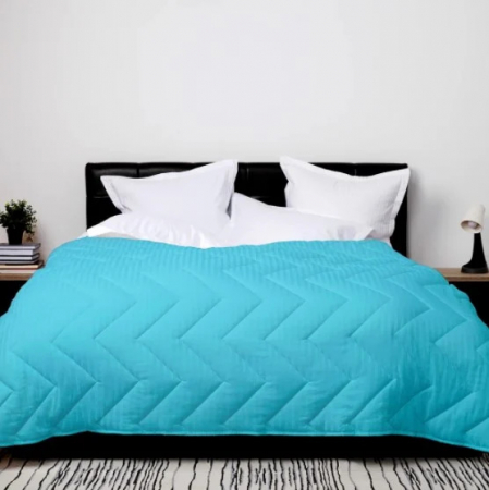 Textile pentru casă - Pilotă matlasată lână damasc 100% natural - de vară - turkoaz