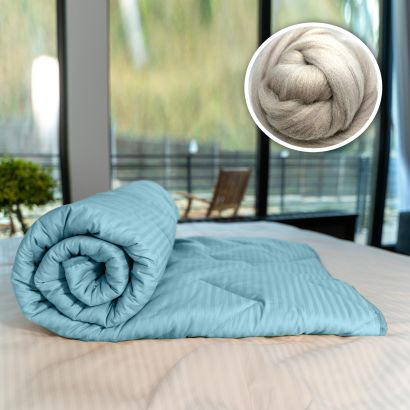 Textile pentru casă - Pilotă matlasată lână damasc 100% natural - de vară - turkoaz