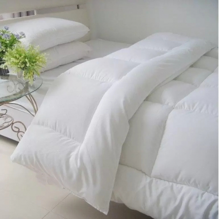 Textile pentru casă - Pilota pucioasa matlasata ranforce 100% bumbac, umplutura silicon antialergic iarna 180 x 210 cm, alba