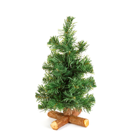 Produse de Crăciun - Pin artificial - cu bază din lemn - mini - 30 cm