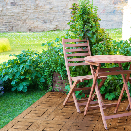 Plăci paviment 6 lamele - 30 x 30 cm - maro deschis, model lemn - 11 buc/pachet [1]