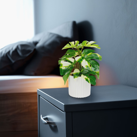 Plantă artificială decorativă - Filodendron verde/galben - 20 x 8 cm [1]