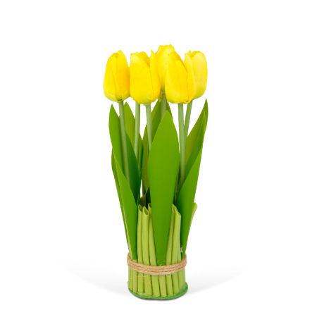Decorațiuni, idei de cadouri - Plantă artificială decorativă - Lalea galbenă - 26 x 6,5 cm