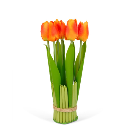Decorațiuni, idei de cadouri - Plantă artificială decorativă - Lalea portocalie - 26 x 6,5 cm
