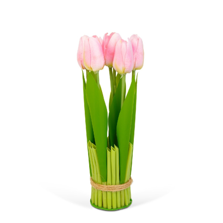 Decorațiuni, idei de cadouri - Plantă artificială decorativă - Lalea roz - 26 x 6,5 cm