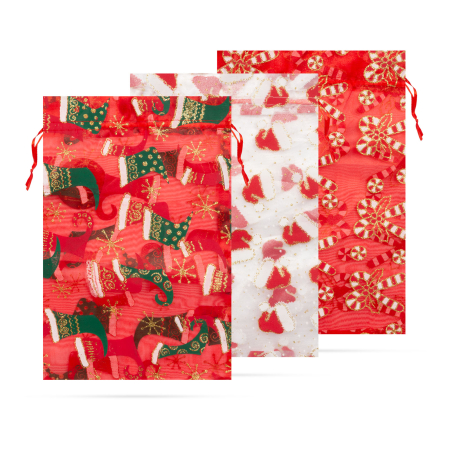Produse de Crăciun - Plasă cadou Organza - 3 tipuri - 20 x 30 cm