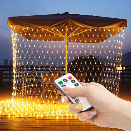Articole pentru casă - Plasă luminoasă LED - 190 LEDuri alb-calde - 3 x 2 m - 230V - cu telecomandă