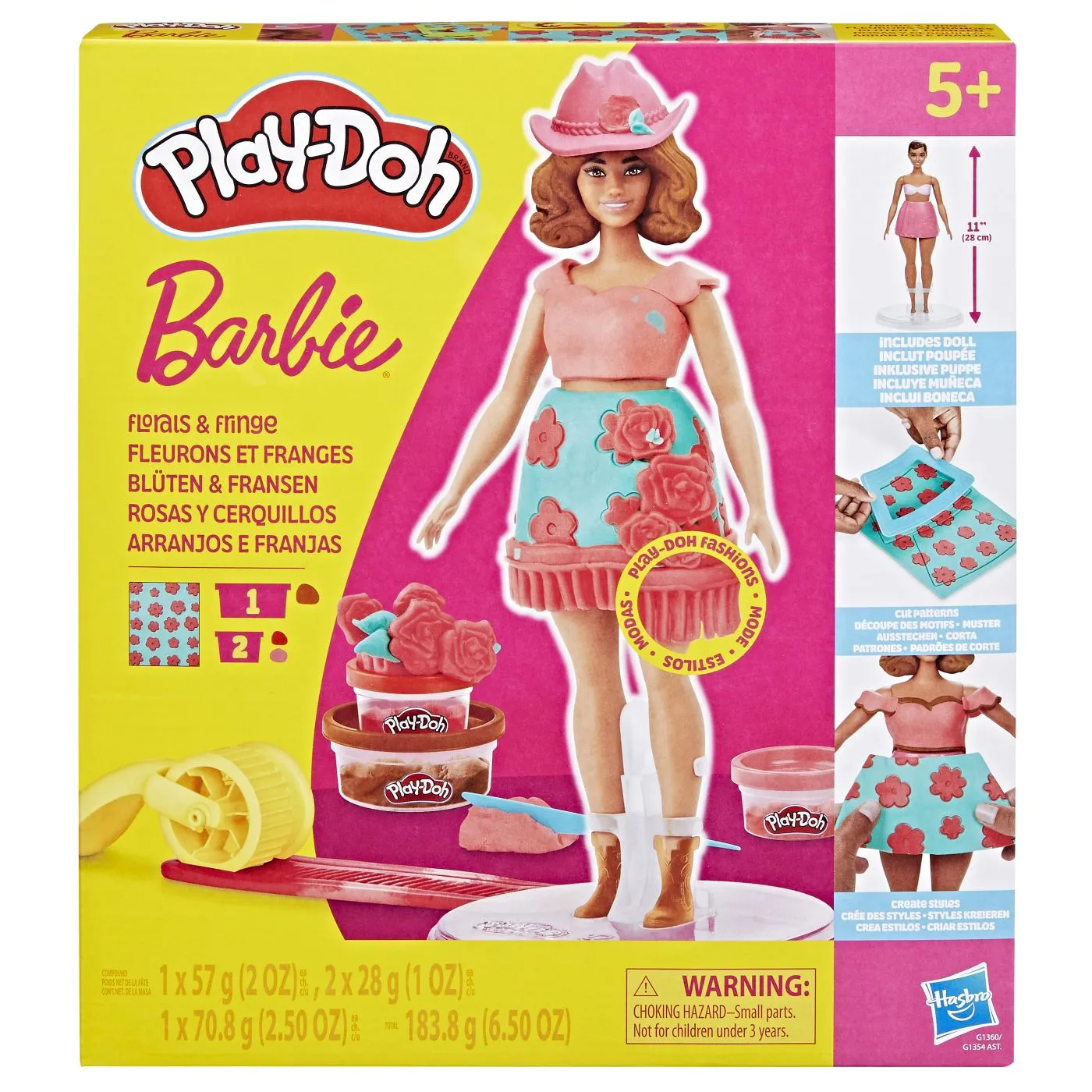 Jucării de creație și meserii - PLAY DOH BARBIE SET PLASTELINA CREATII VESTIMENTARE CU FLORI SI FRANJURI COWBOY