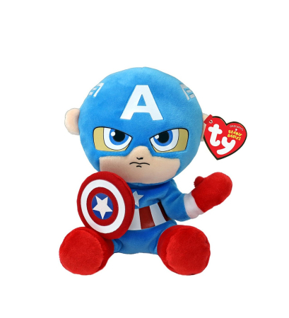 Jucării de pluș - PLUS TY 15CM BEANIE BABIES SOFT MARVEL CAPTAIN AMERICA