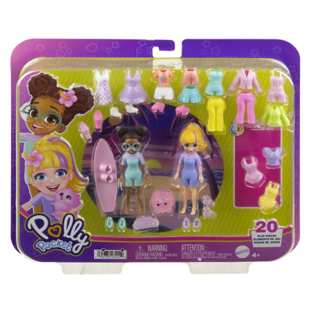 Păpuși și accesorii - POLLY POCKET SET 2 PAPUSI SI ACCESORII 20 PIESE