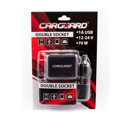 Priză dublă pentru încărcător auto, cu cablu + USB 1A - CARGUARD [1]