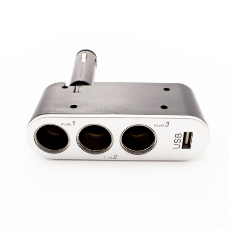 Priză triplă pentru brichetă auto + USB 1A - CARGUARD [4]