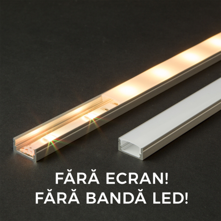 Accesorii LED - Profil U din aluminiu pt. benzi LED 2000x17x8mm