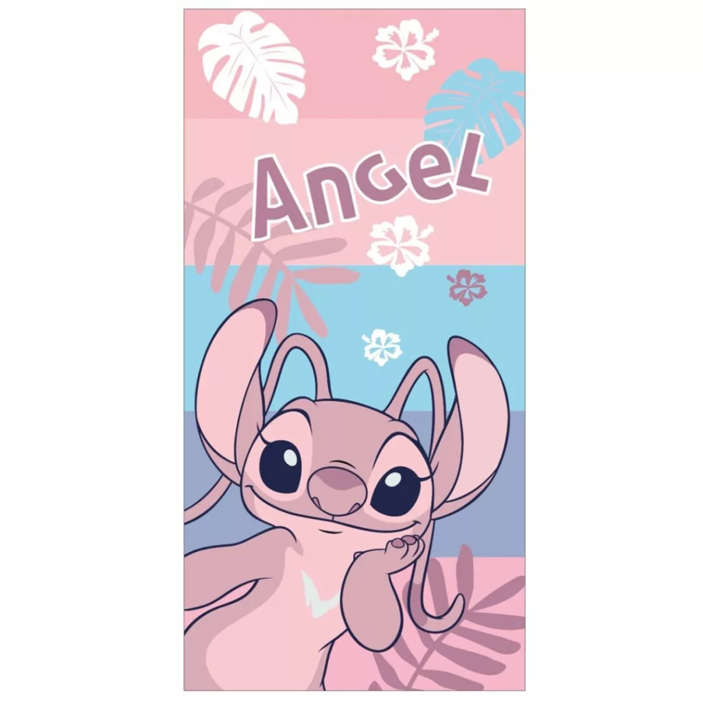 Lilo&Stitch - Prosop de baie / plajă Disney Lilo & Stitch Pink Angel 70x140 cm, uscare rapidă