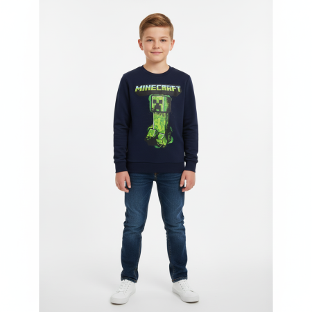 Pulover - Pulover pentru copii Minecraft, albastru închis