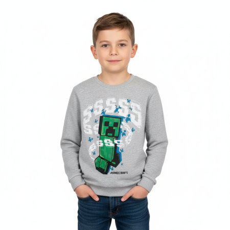 Pulover - Pulover pentru copii Minecraft Creeper, gri, bumbac