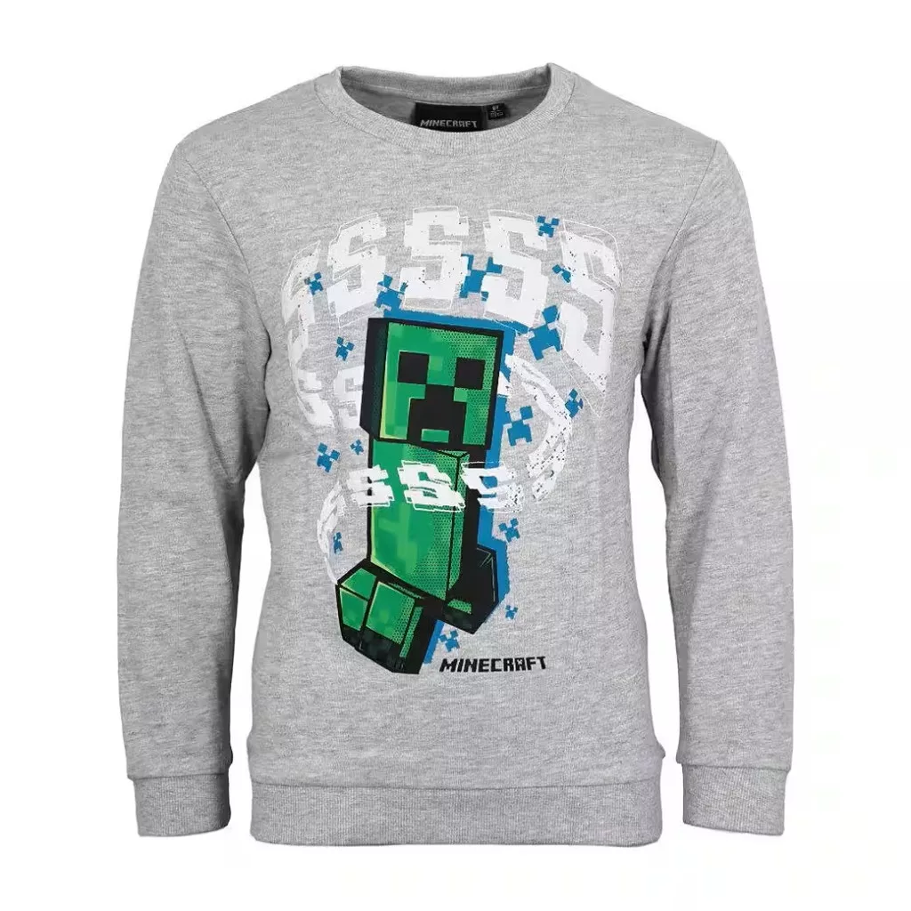 Pulover pentru copii Minecraft Creeper, gri, bumbac [1]