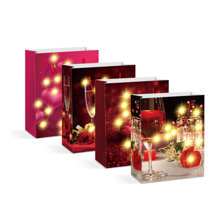 Decoratiuni si accesorii LED - Pungă cadou - 10 LED-uri alb cald, hartie - 265 x 127 x 330 mm - 4 tipuri / pachet
