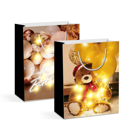 Decoratiuni si accesorii LED - Pungă cadou - 10 LED-uri, hartie - 265 x 127 x 330 mm - 2 tipuri/pachet