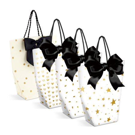 Produse de Crăciun - Pungă cadou - hârtie - 114 x 64 x 146 mm - 4 tipuri/ pachet