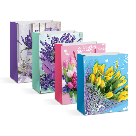 Produse de Crăciun - Pungă cadou - hârtie - 178 x 102 x 228 mm - 4 tipuri/pachet