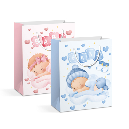 Produse de Crăciun - Pungă cadou - hartie - 265 x 127 x 330 mm - 2 tipuri / pachet